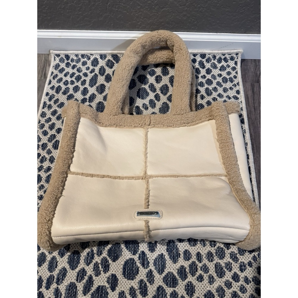 Like Dream North Everyday Vegan Sherpa Tote Bag Cream Beige Nwot